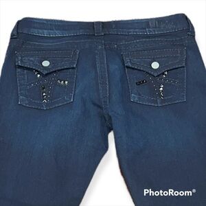 Kut From The Kloth Dark Blue Low Rise Studded Jeans Size 10